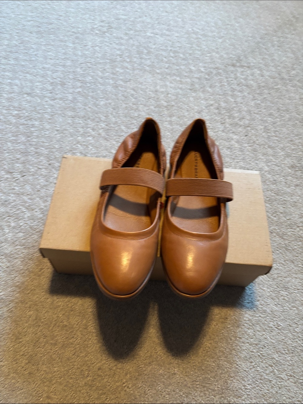 Lucky Brand Women's Tan Mary Jane Flats with Elastic Strap -never worn.